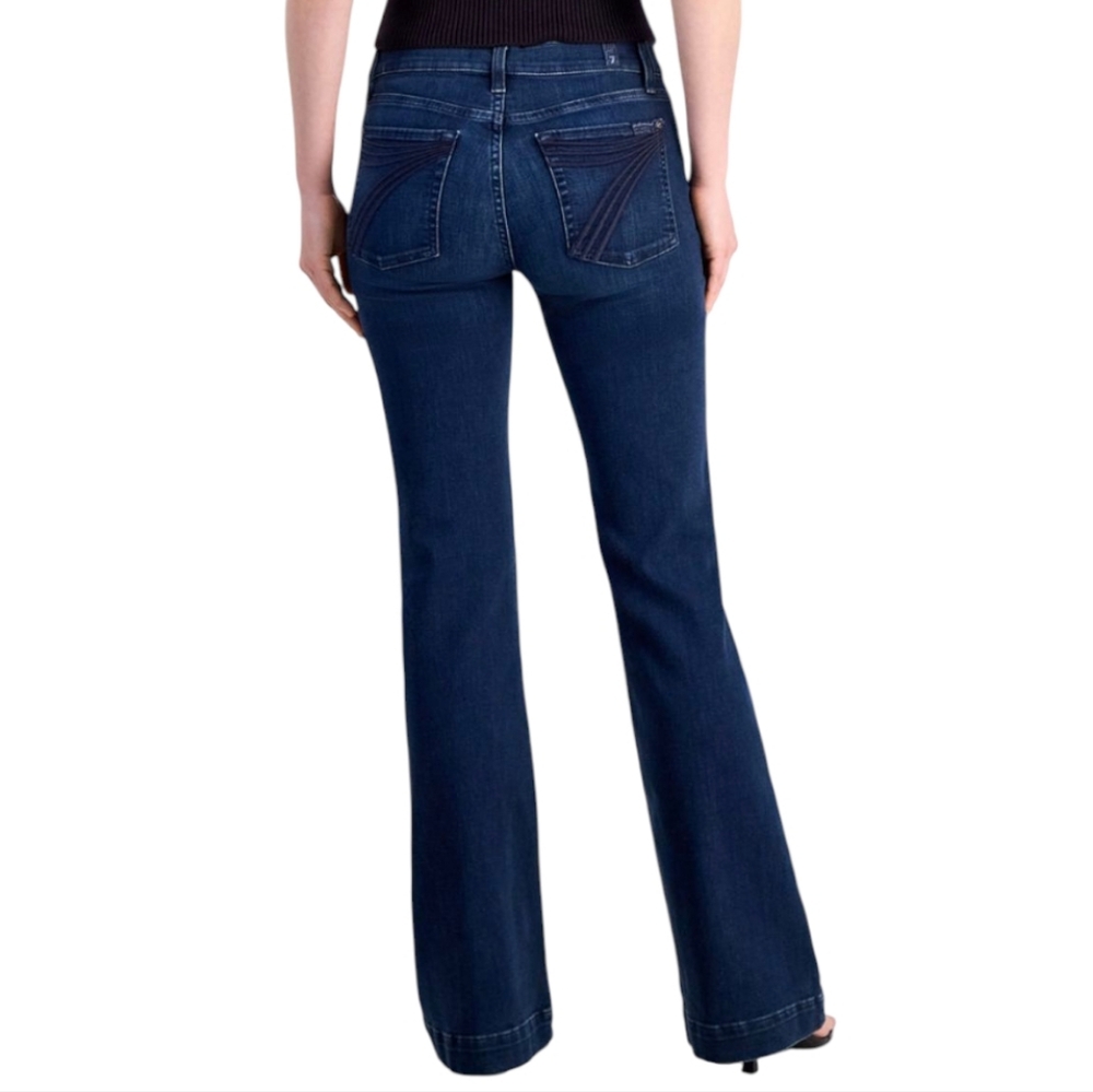 7FAMK DOJO Blue Black Santiago trouser jeans flares sz 29